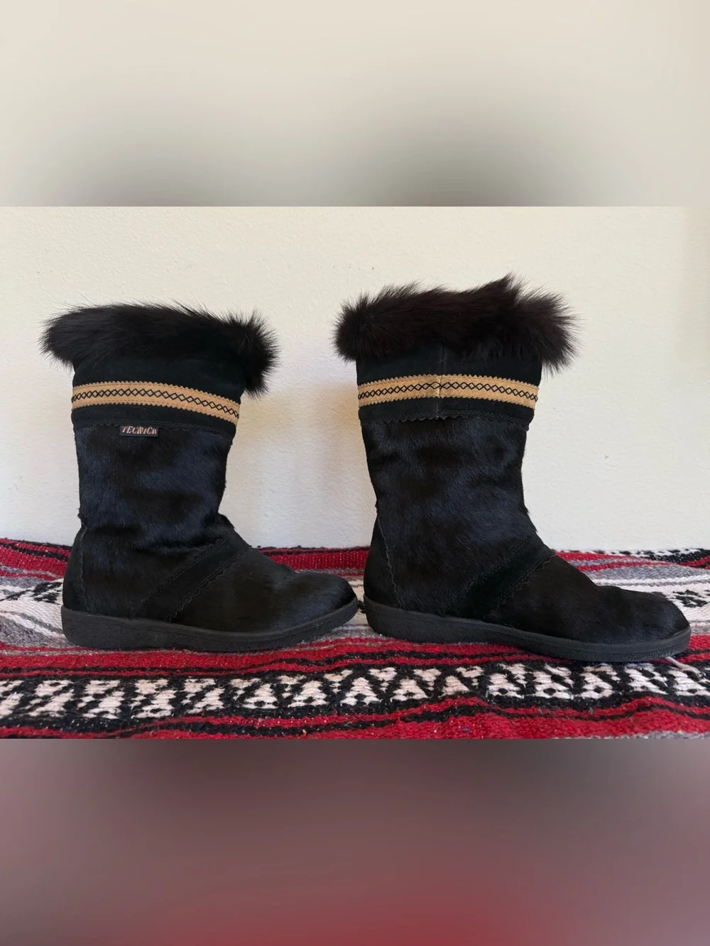 VTG Tecnica Goat Fur Boots Made In Italy Deadstock Boho Woodstock Festival Grail